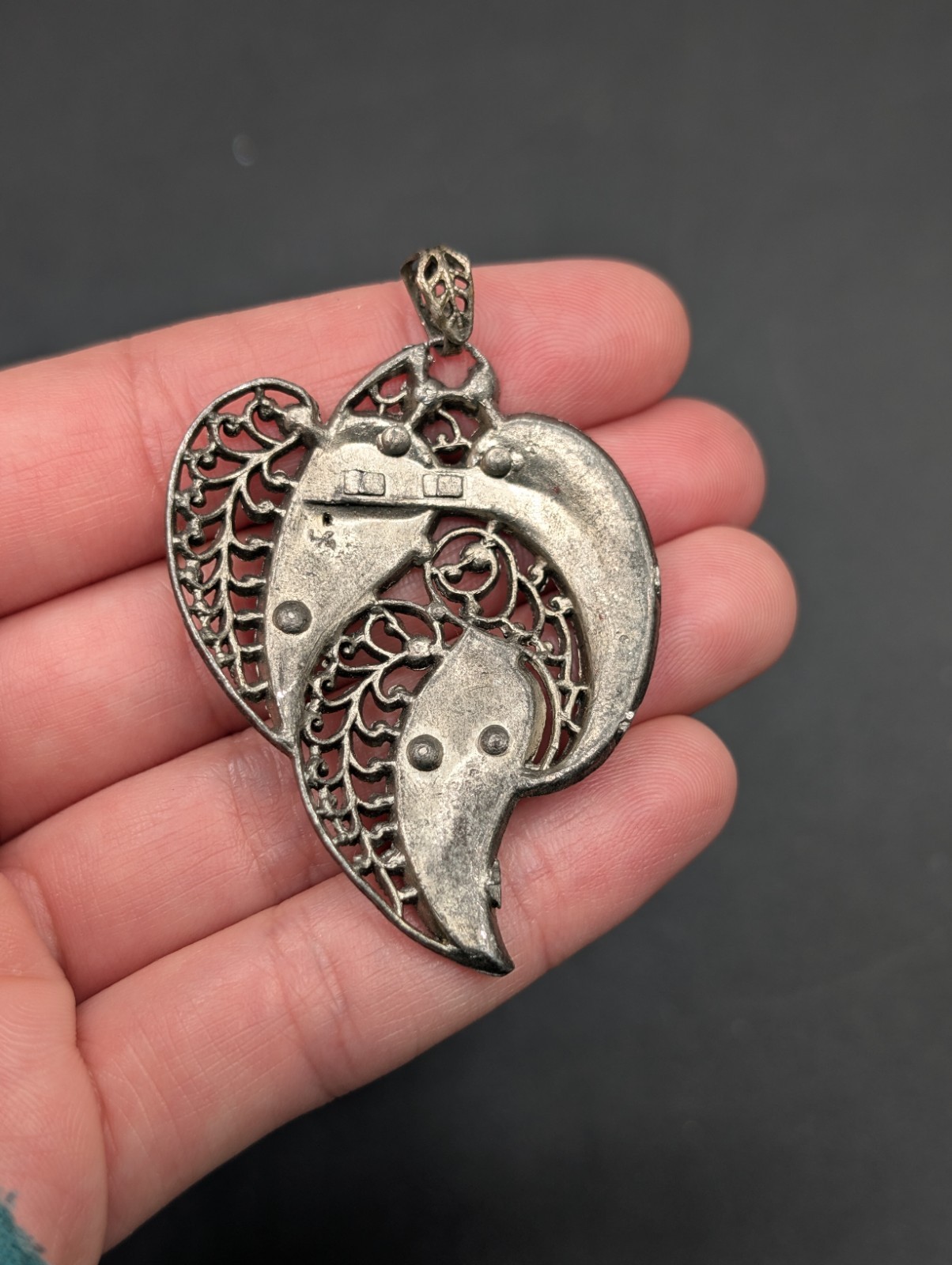 Vintage L/N Little Nemo Rhinestone Filigree Pot Metal Pendant For Necklace