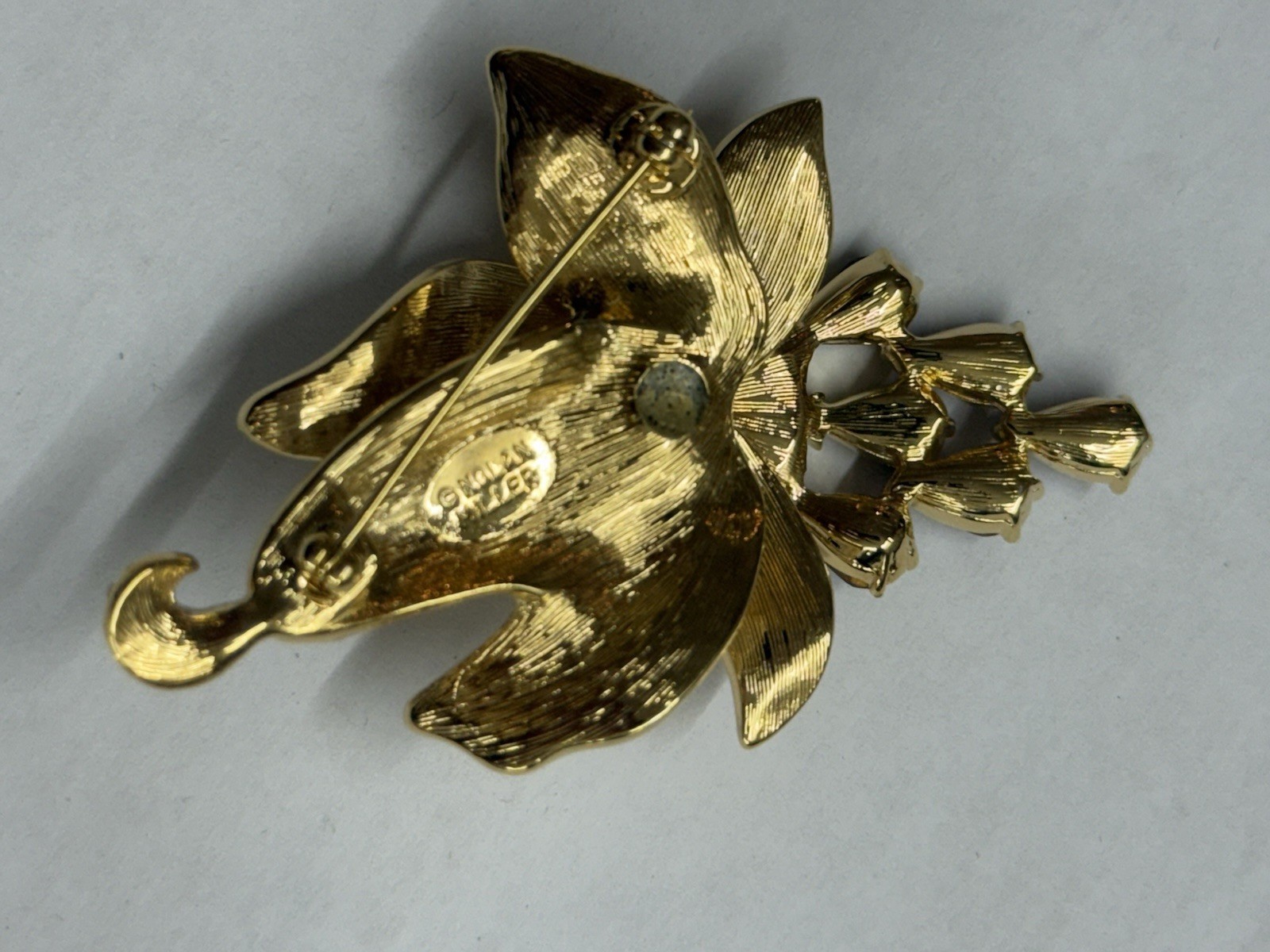 NOLAN MILLER Purple Crystal Orchid Pin Brooch In Original Box