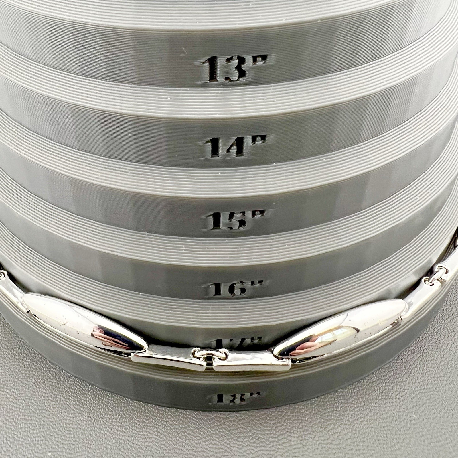 Modernist Necklace Bar Link Polished Silver Tone 17”