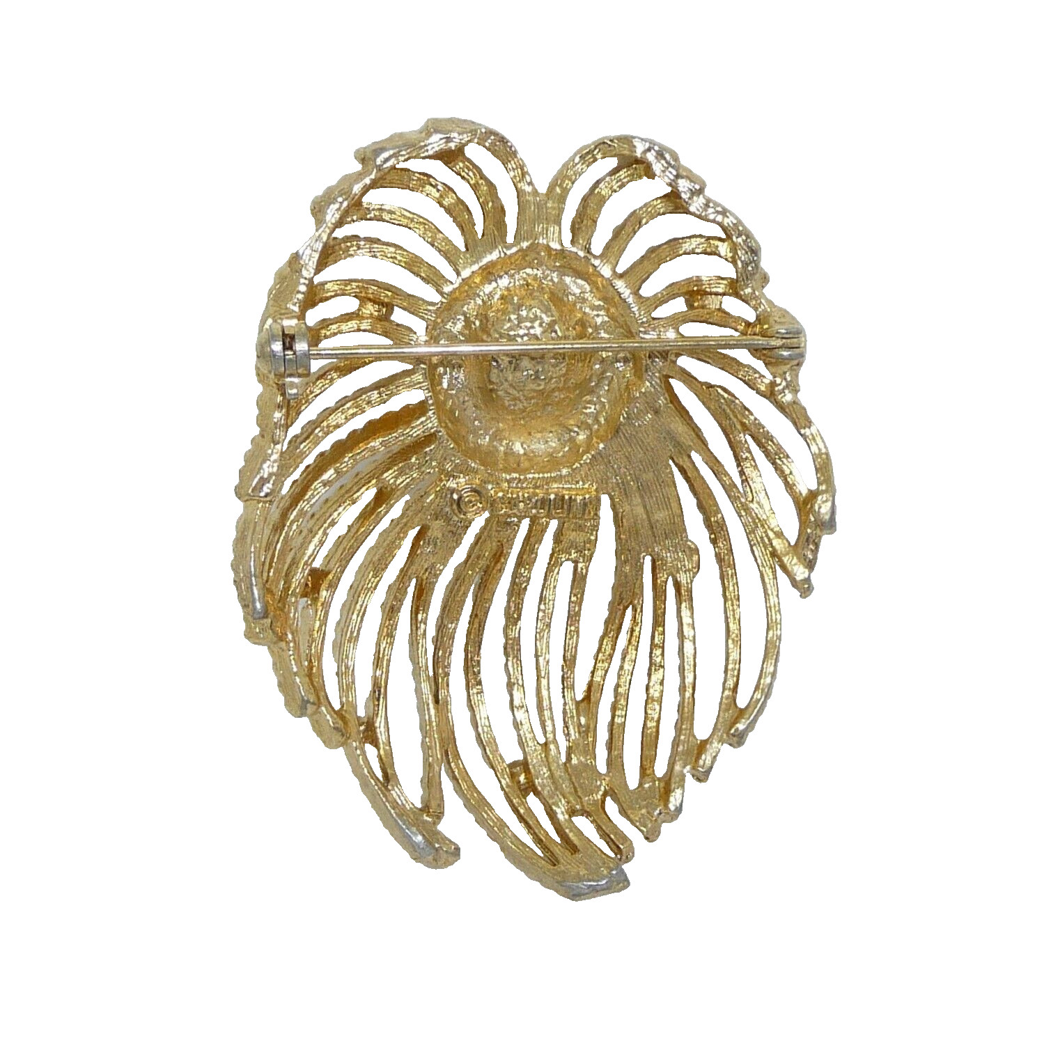 CAROLINE Emmons Waterfall Floral Brooch Pin Gold Tone Faux Pearl USA Seller