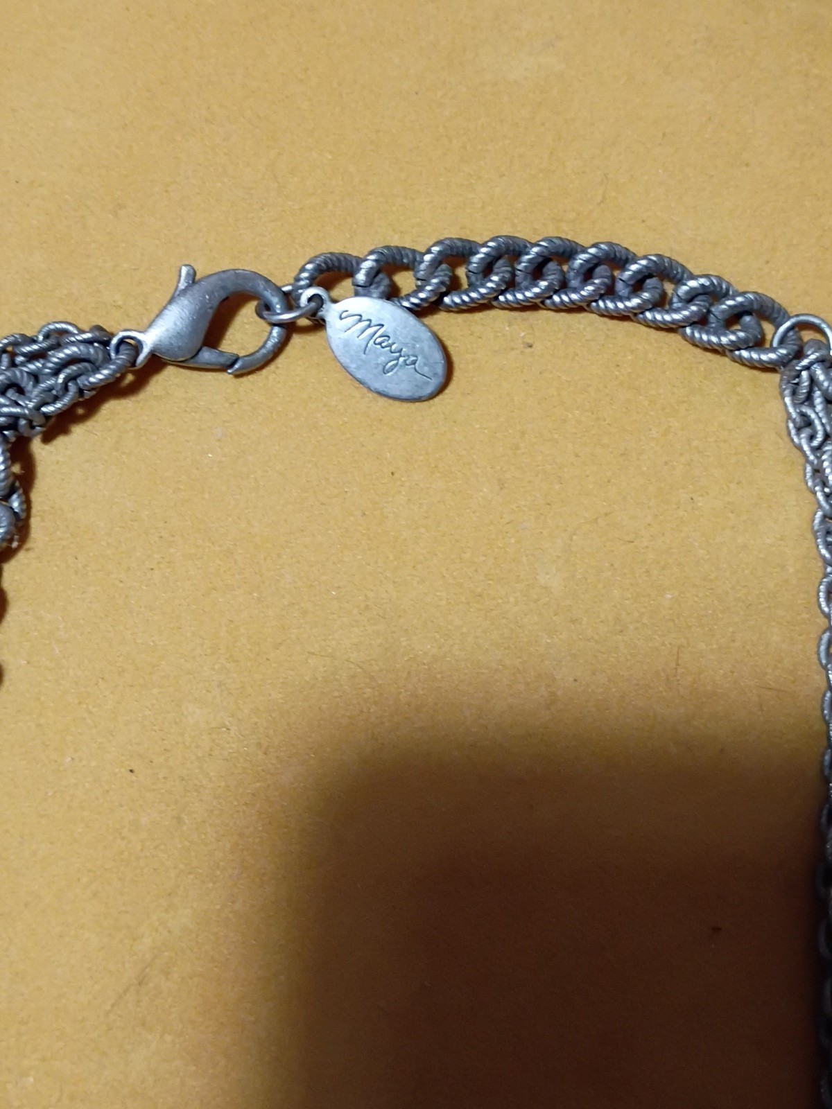 MAYA SIGNED DESIGNER layered vintage original NECKLACE Silvertone