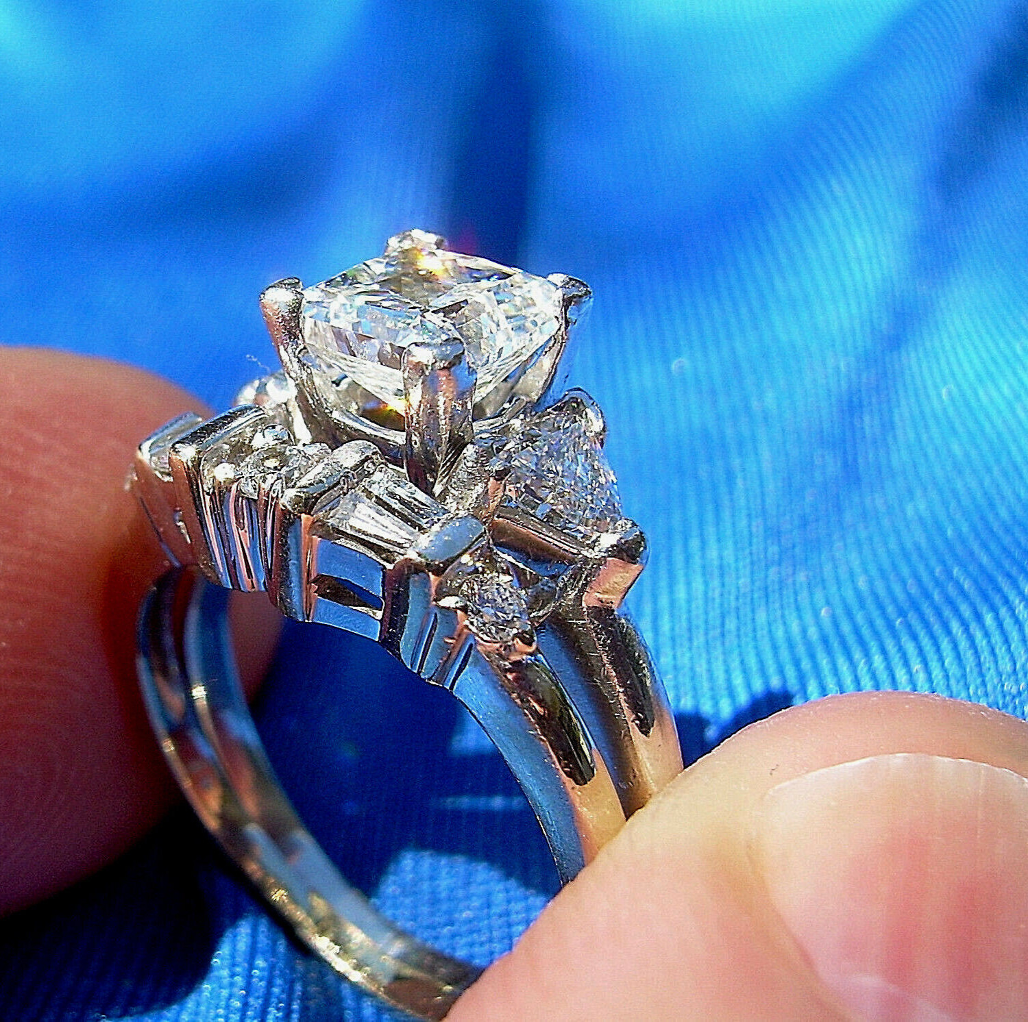 Original EARTH MINED DIAMOND Wedding Band Stack Design 14K WHITE GOLD Ring Guard