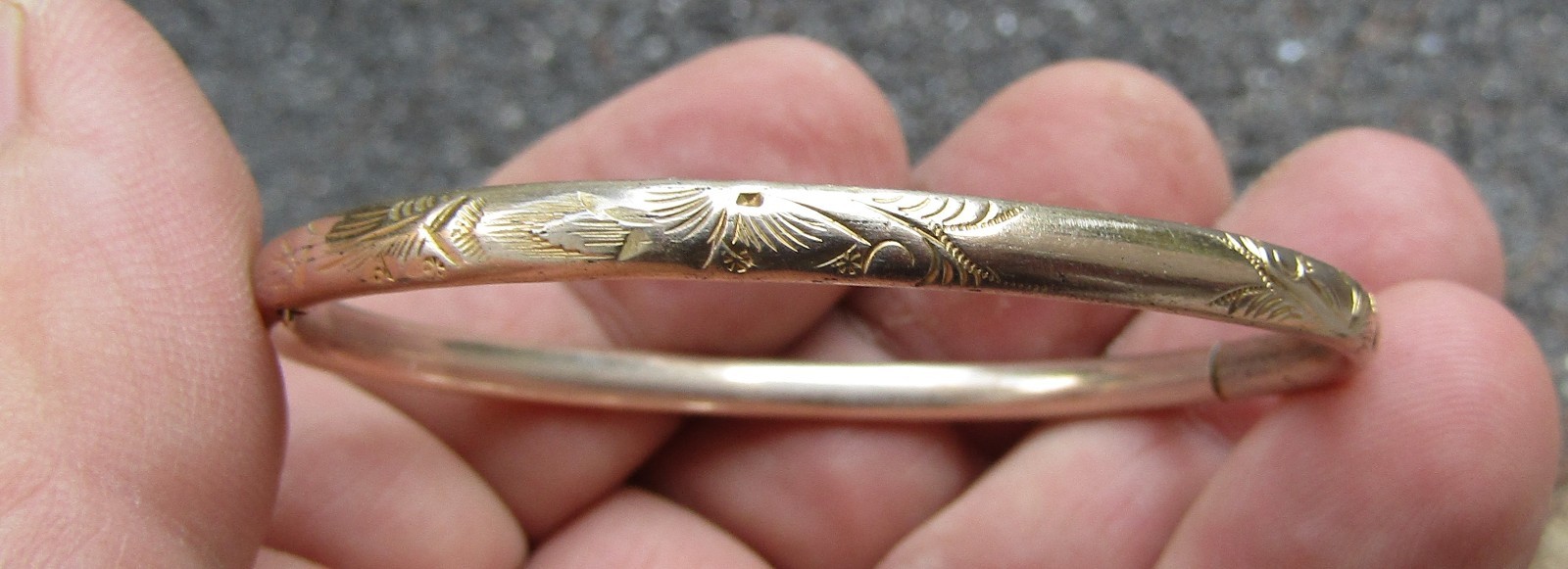 Vintage 10k Gold Filled Bracelet Child Small Ornate Engraved Small Bangle