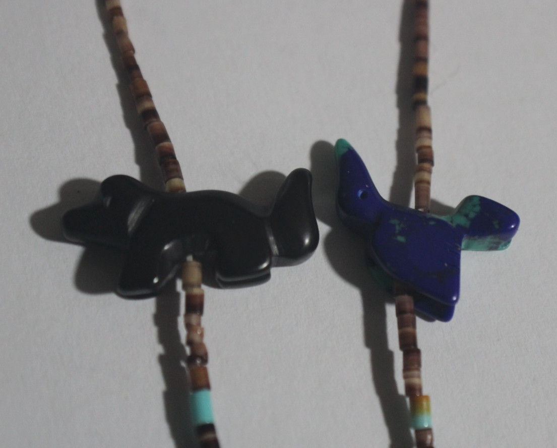 Vintage Carved Stones Multi Color Animals Necklace