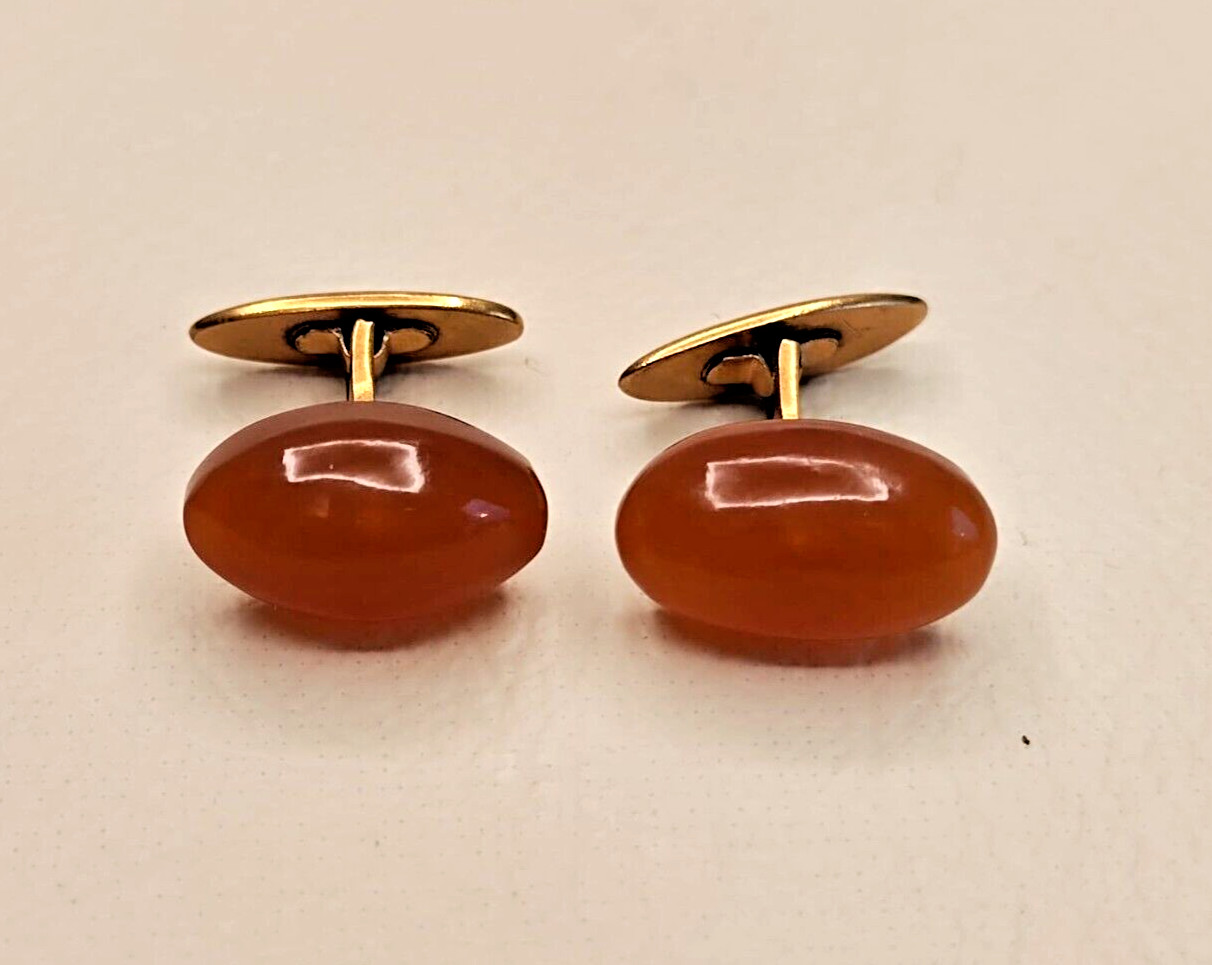 Gold plated cufflinks with amber USSR
