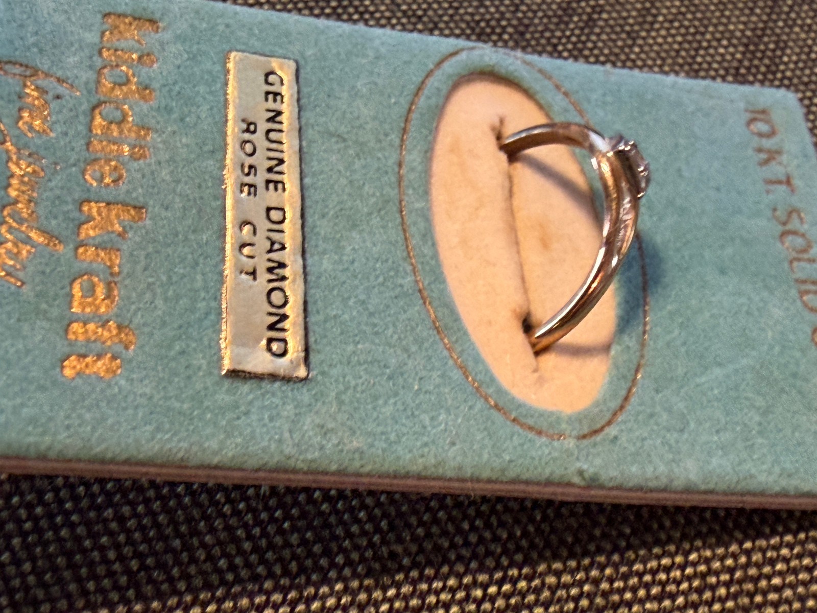 Antique Kidde Kraft Solid 10KT Size 3 Ring Rose Cut Diamond NOS NOI 0.6 grams