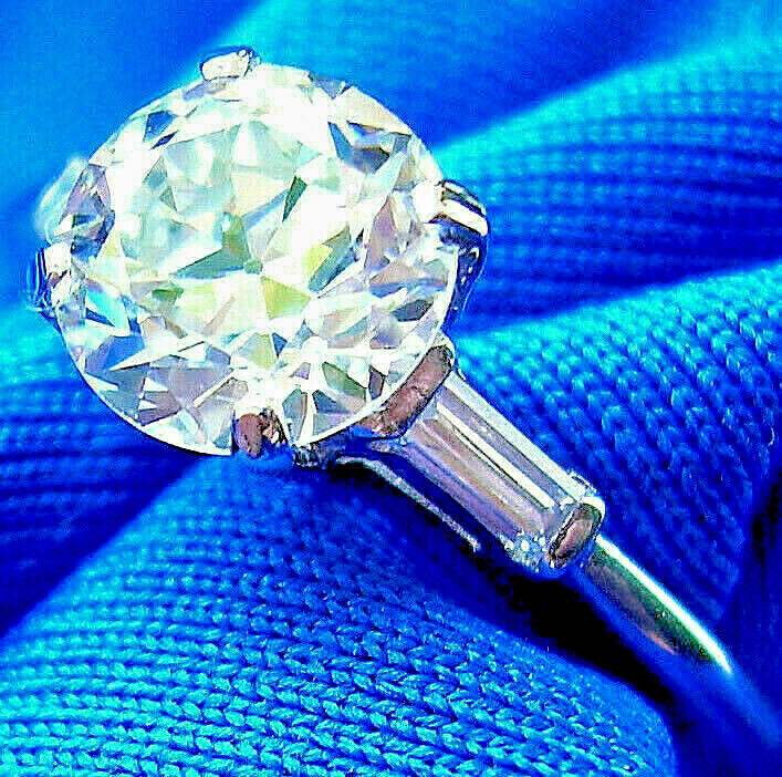 Original EARTH MINED DIAMOND Deco Engagement Ring Vintage PLATINUM Solitaire 7.5