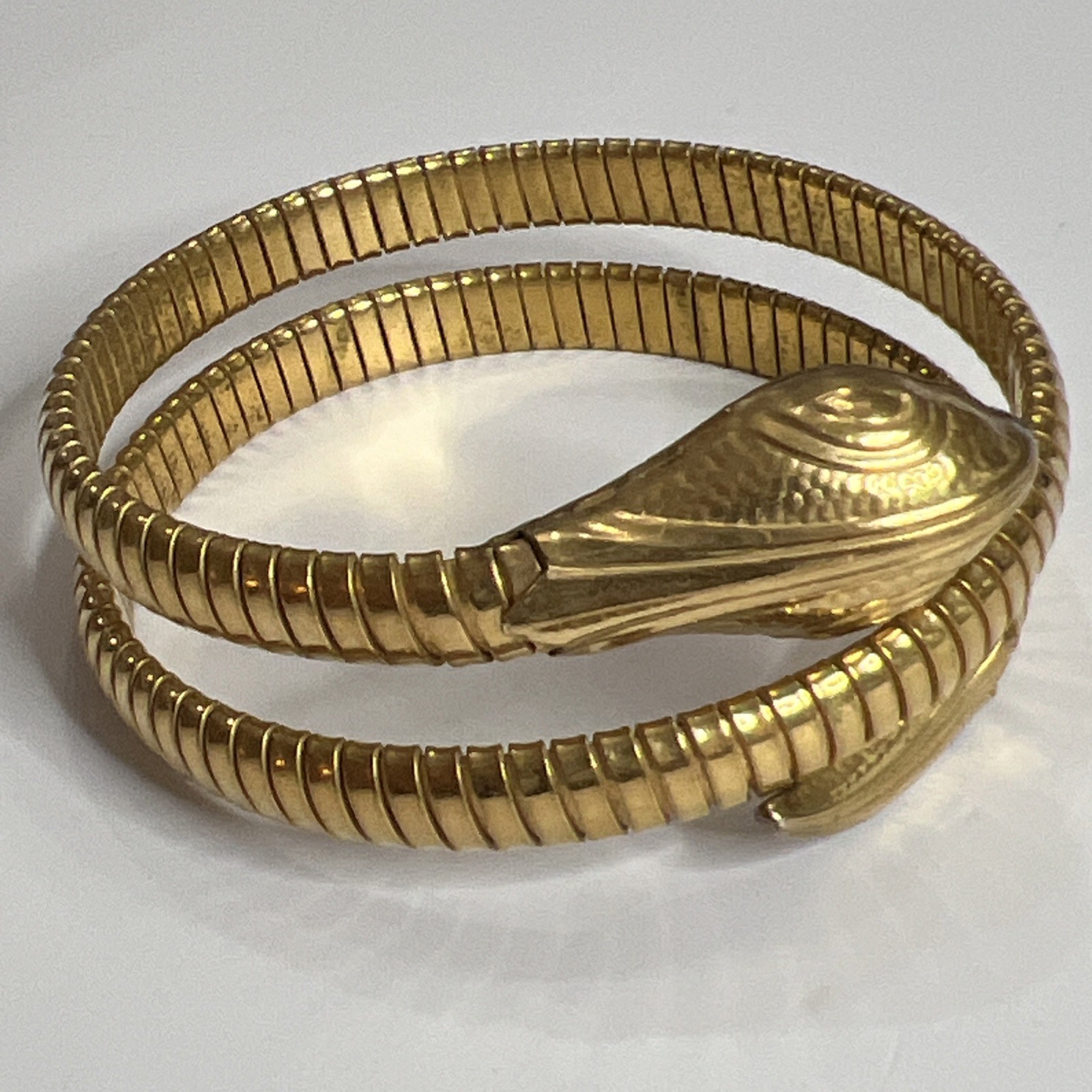Vintage Art Deco Gold Tone Flexible Coil Snake Wrap Bracelet