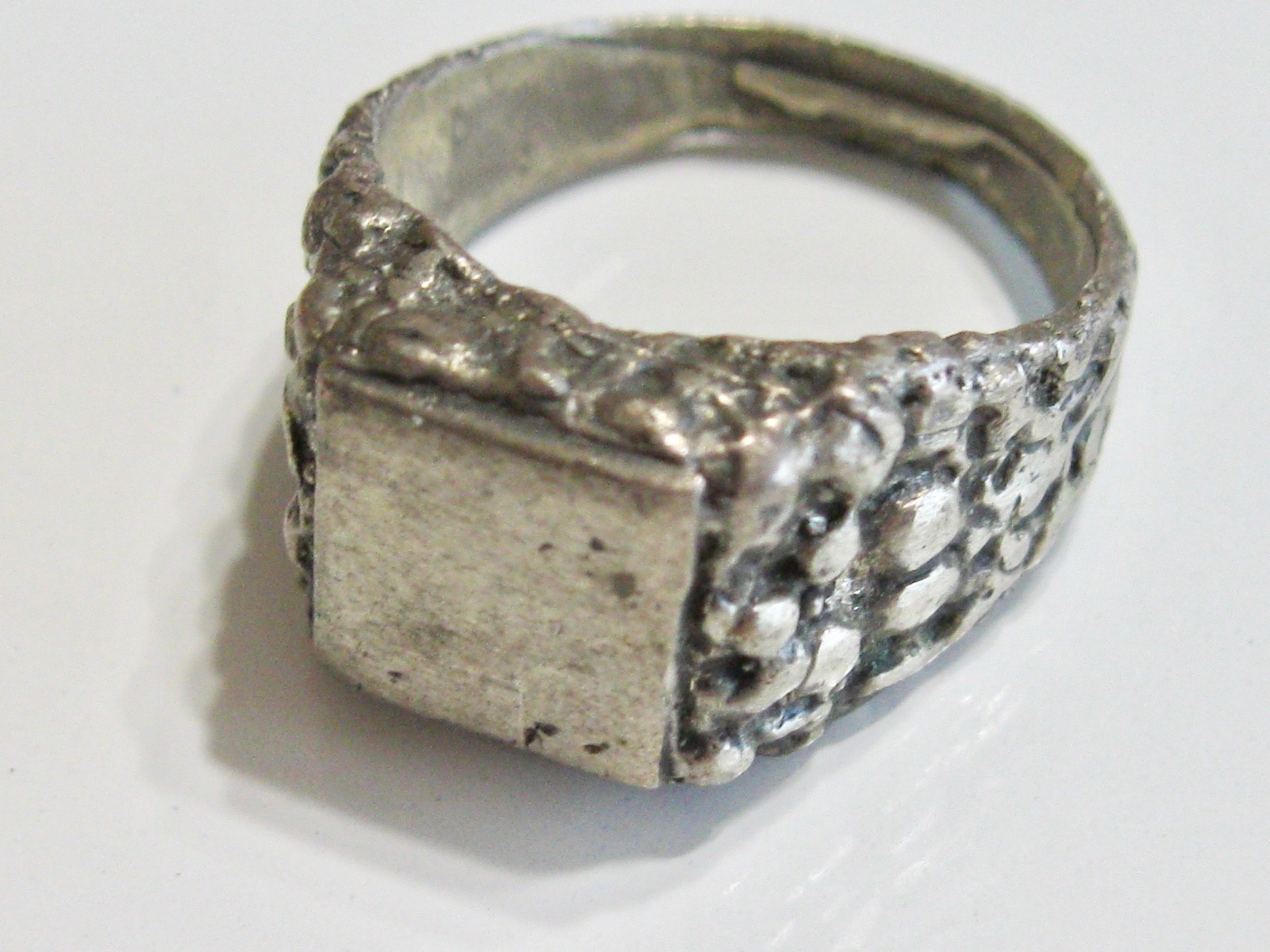 ARTS AND & CRAFTS STERLING SILVER SIGNET INITIAL MONOGRAM BLANK MENS MANS RING