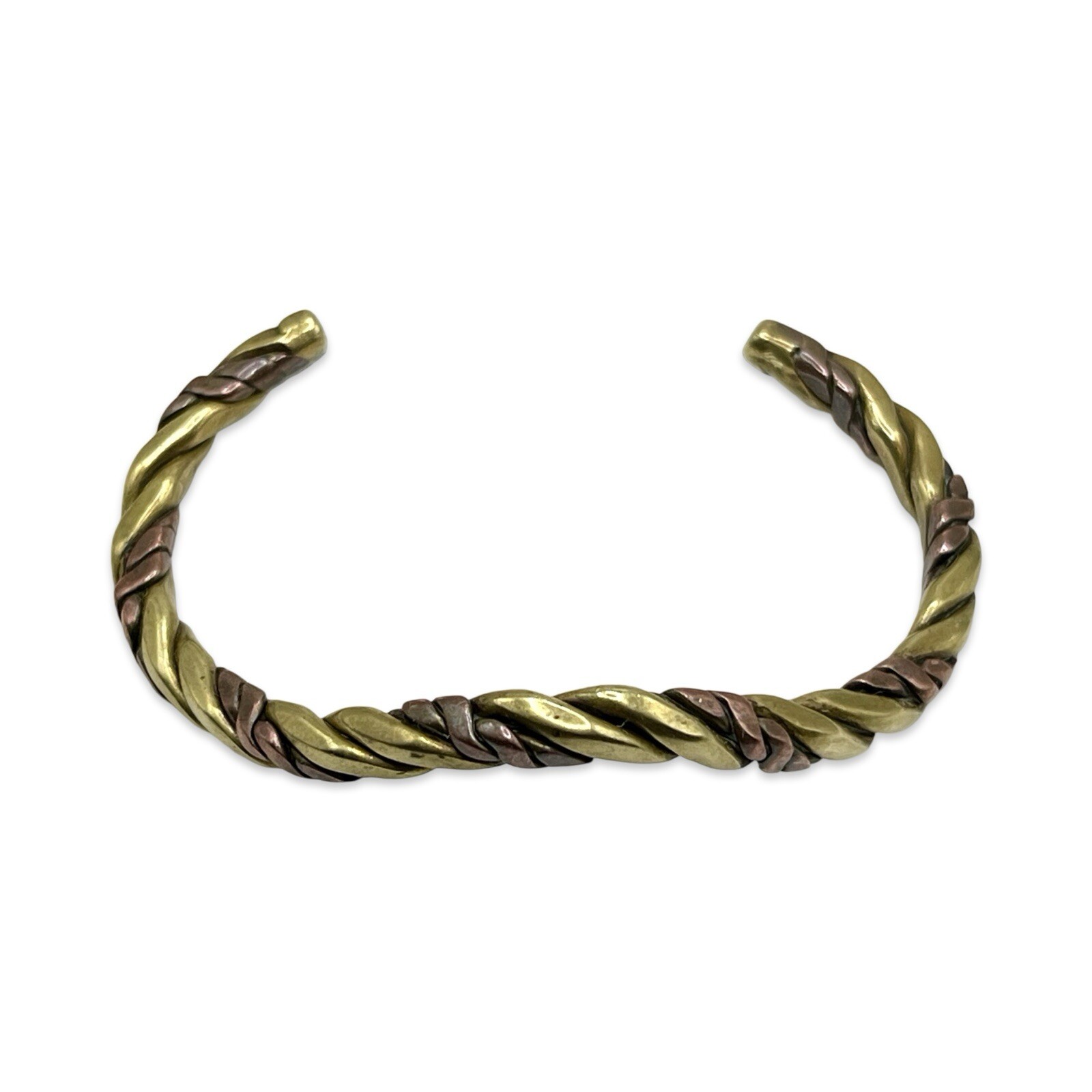 Vintage/Retro 1970s Twisted Copper & Brass Chevron Shaped Unisex Cuff Bracelet