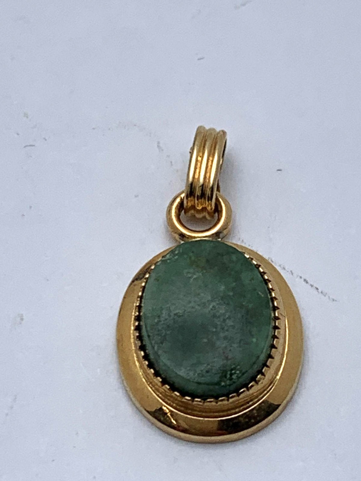 Sarah Cov 12K Gold Filled Pendant with Green Jade Stone
