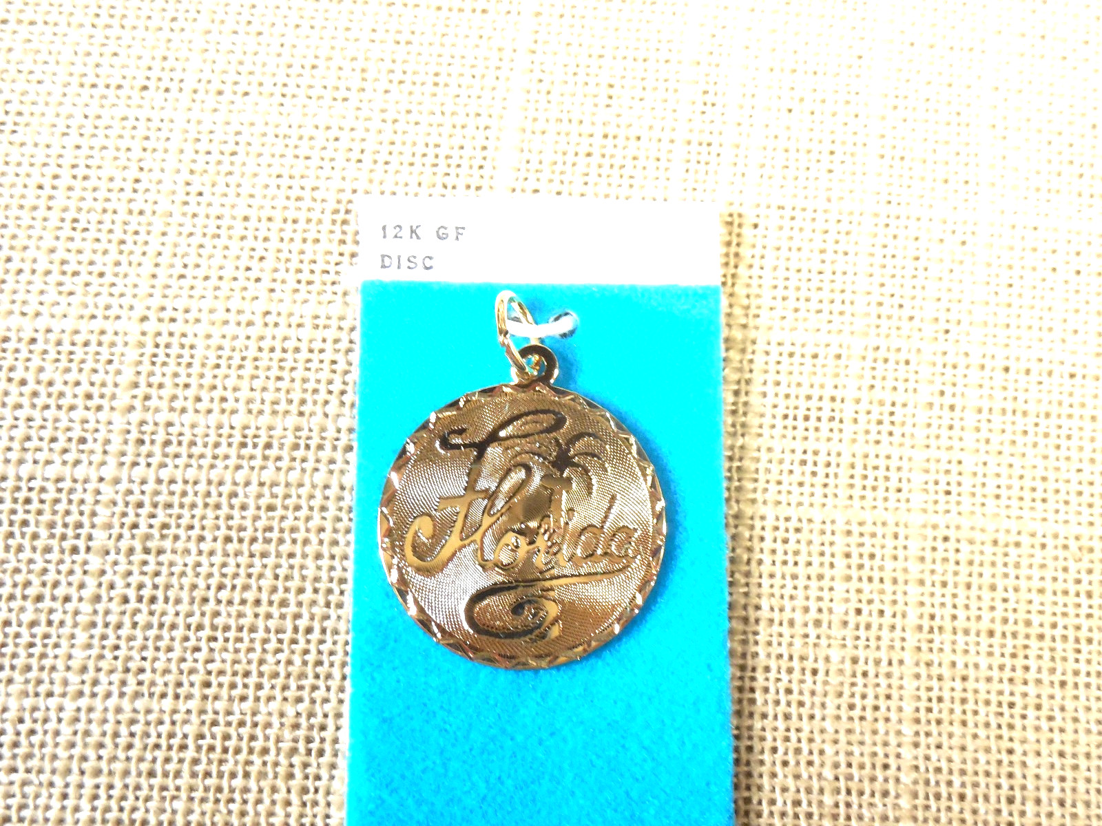 Vintage NOS 12K Gold Filled Palm Tree Florida 1″ signed Crea charm pendant CH#4
