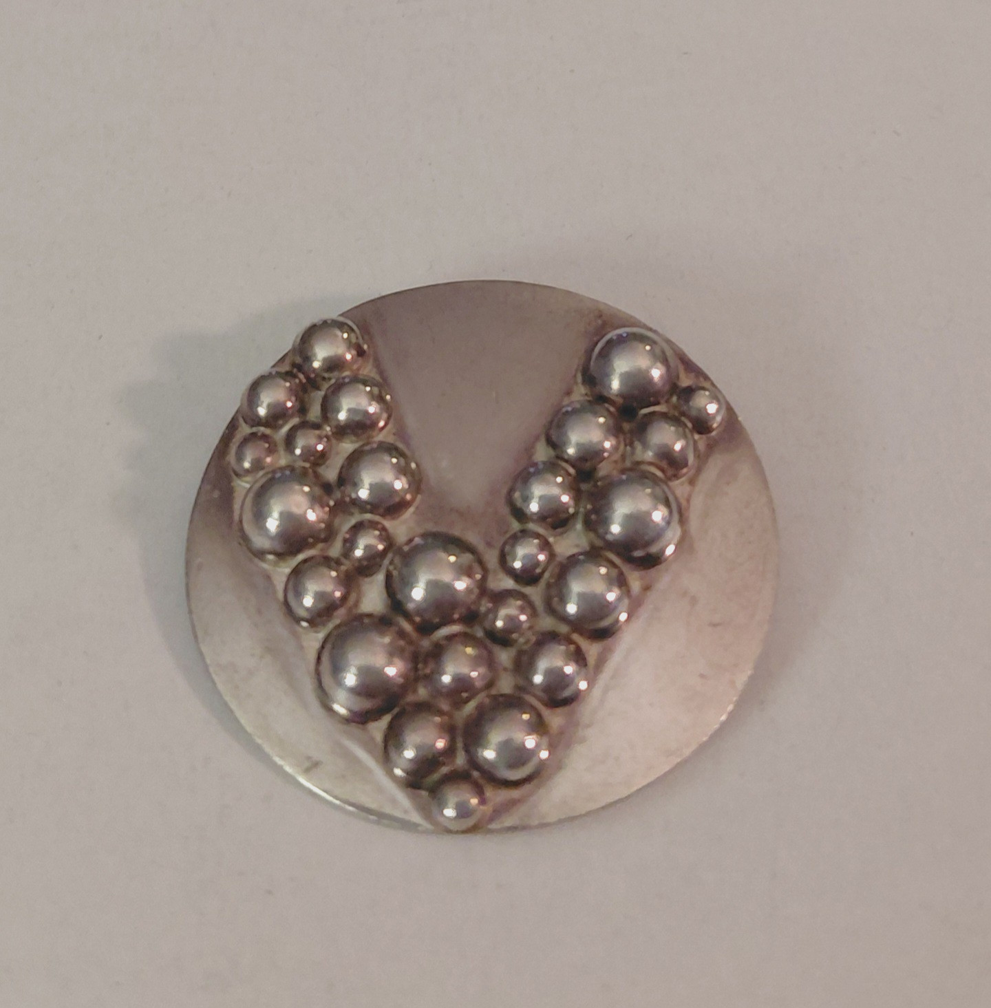 Carsi 925 Sterling Modernist Round Bubble Pin Mexico TC-57 Vintage 1 5/8″ Dia