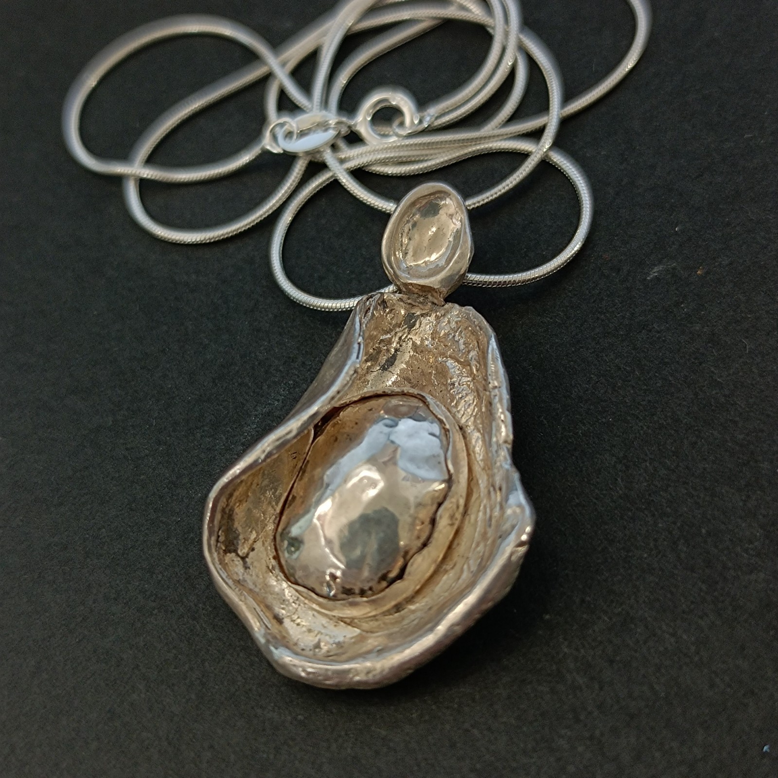 Modernist Sterling Silver Sculptural Pendant Necklace Abstract Freeform Art VTG
