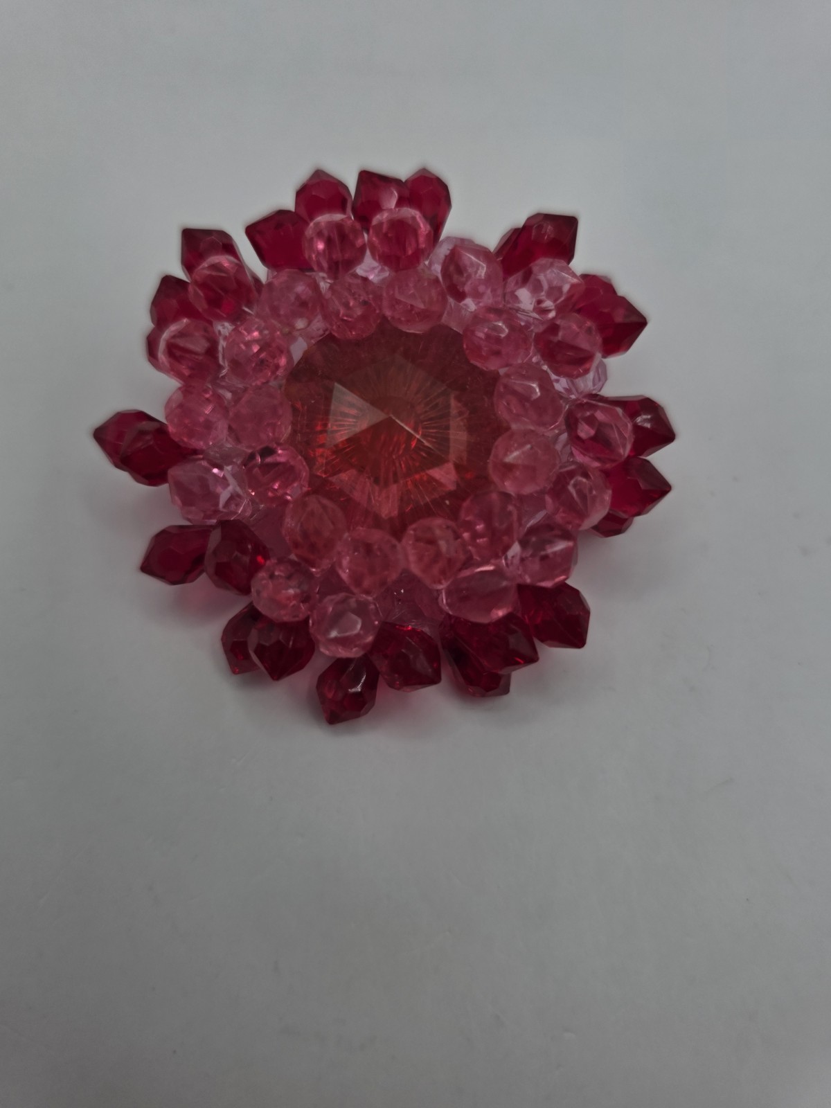 Vintage West Germany Beaded Acrylic Brooch & Earrings Pink