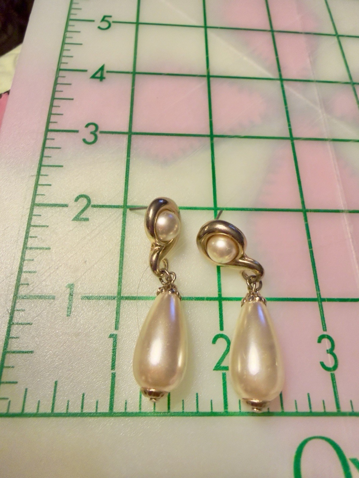 VTG Gold Tone Dangle Faux Pearls Earrings LOT 2 Pierced Lobe LIGHTWEIGHT READ 2″