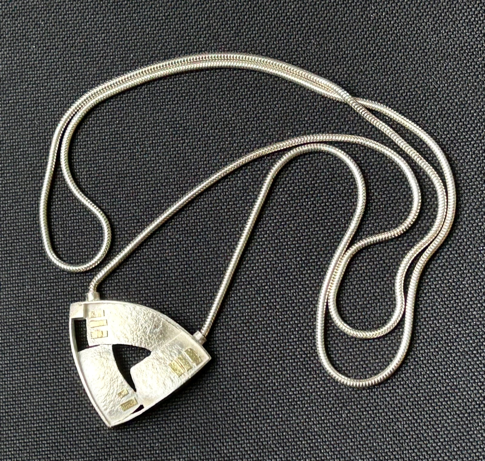 Vintage Anne Besse Shepherd Artisan Sterling Silver & 14K Pendant Necklace