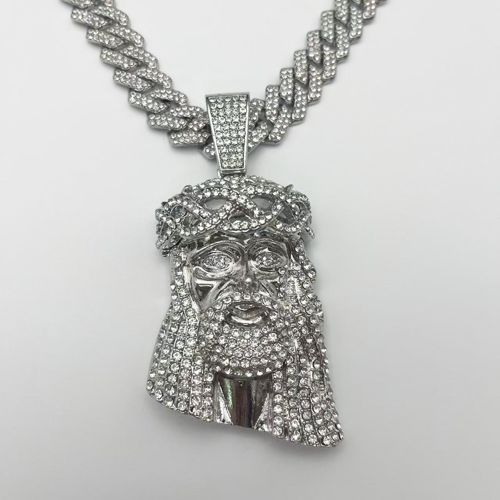 Zinc Alloy Diamond-studded Vintage Portrait 24″ Cuban Chain Hip Hop Necklace