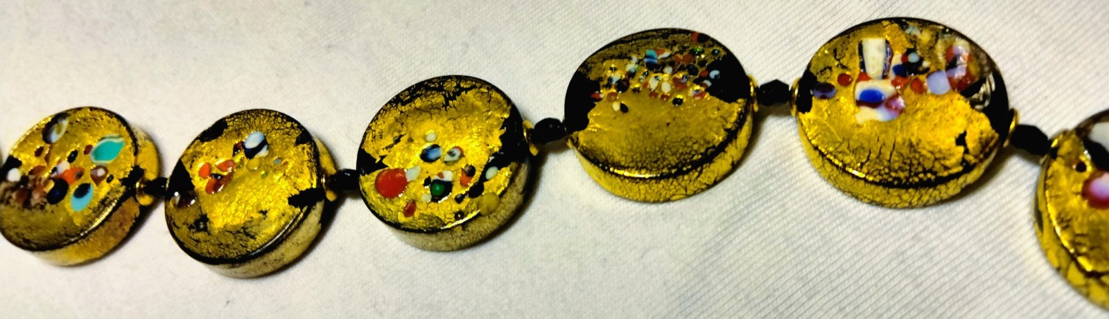 Vintage Venetian Fancy Glass Beads ala Gustav Klimt Beaded Necklace Demi Parure