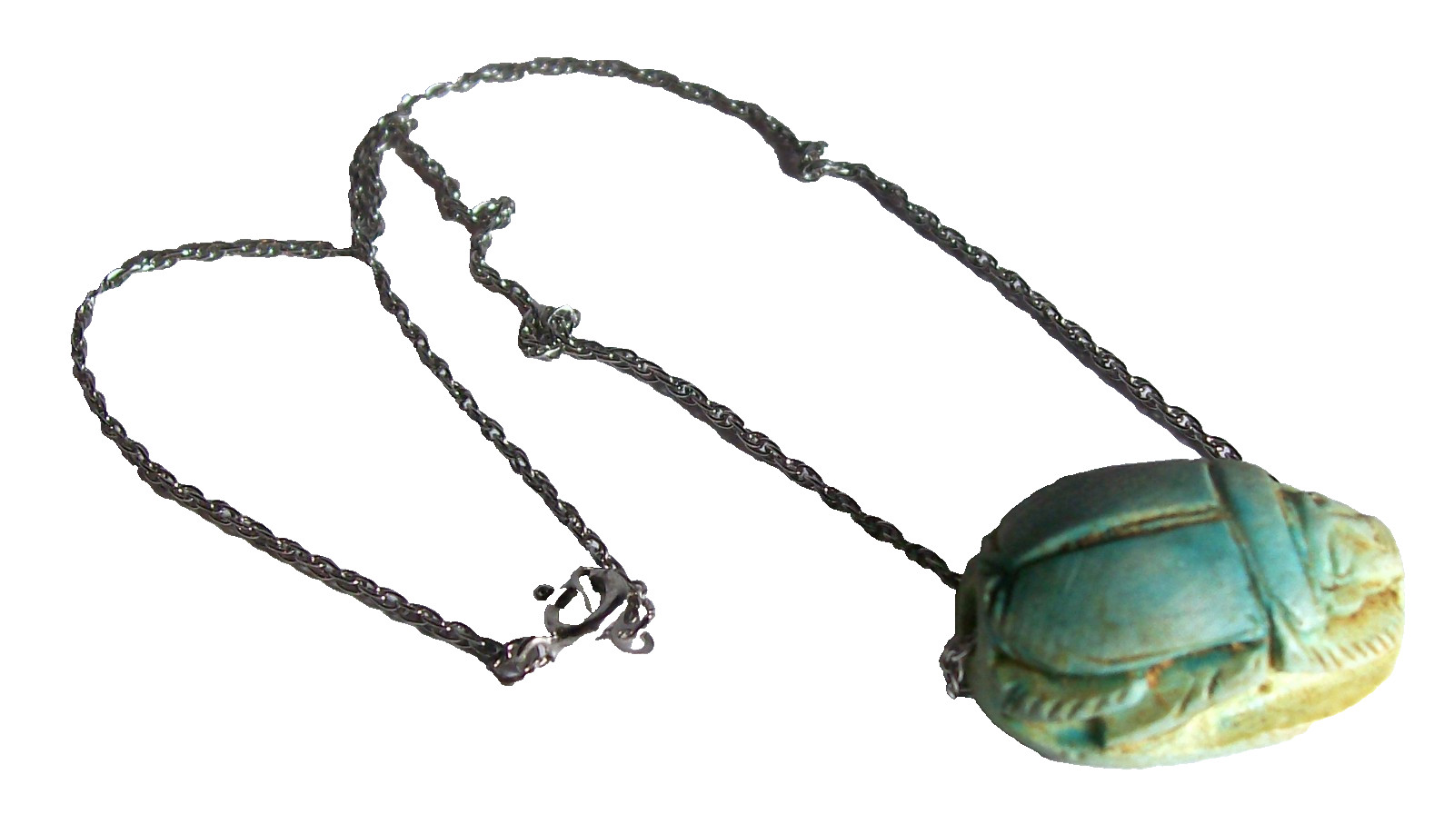 Vintage STERLING EGYPTIAN SCARAB SLIDER NECKLACE