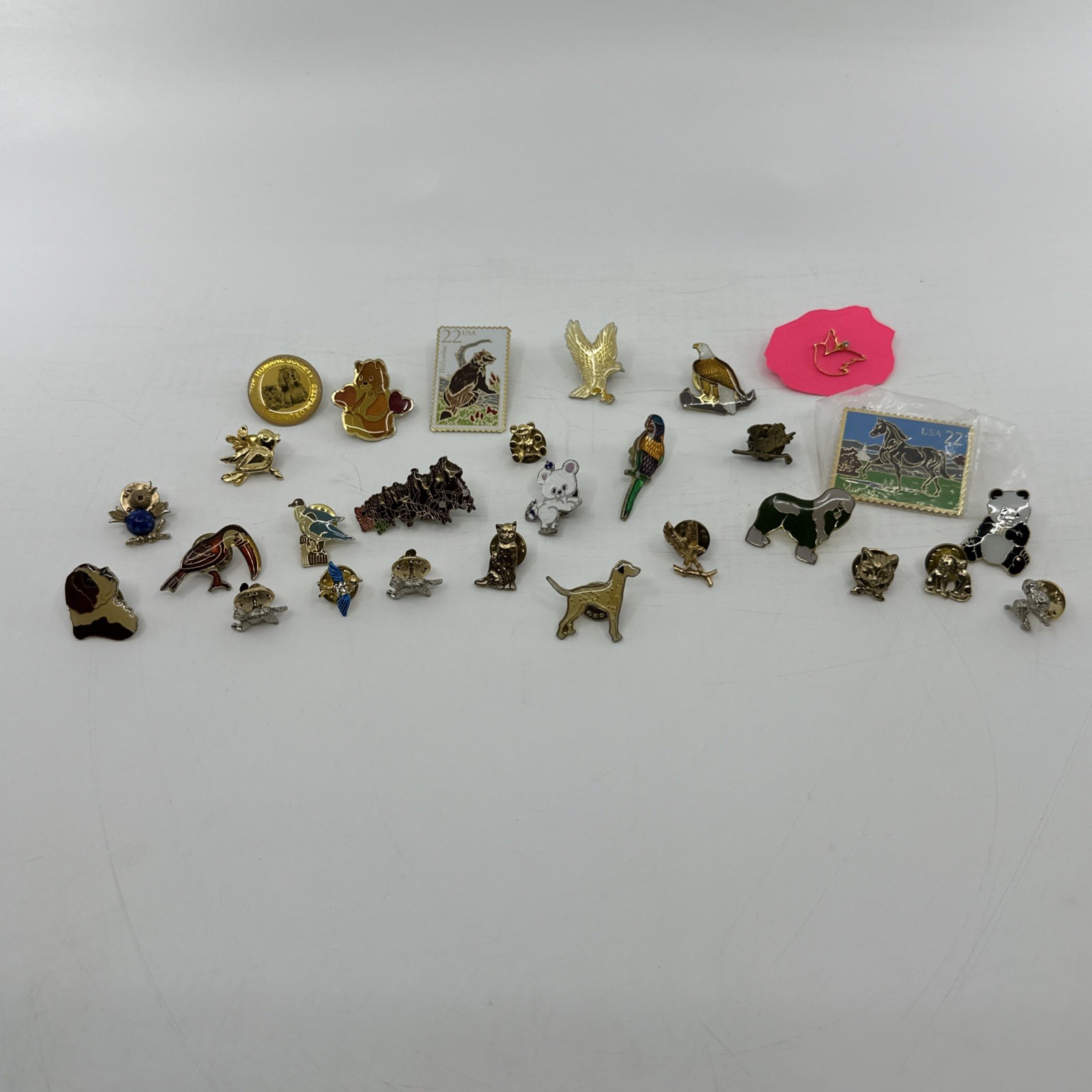 Vintage Animal Enamel Pin Lot Birds Panda Wildlife Cloisonne Gold (PIN-1)