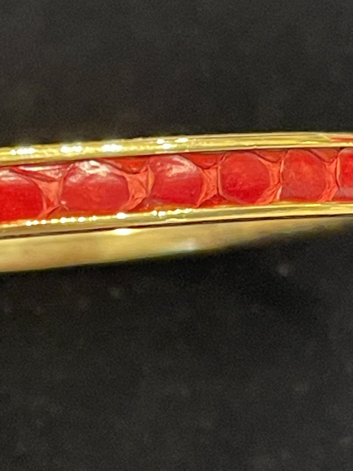 LAPO FLORENCE ITALY Snake Skin Red bracelet gold filled hinge bangle Very Good