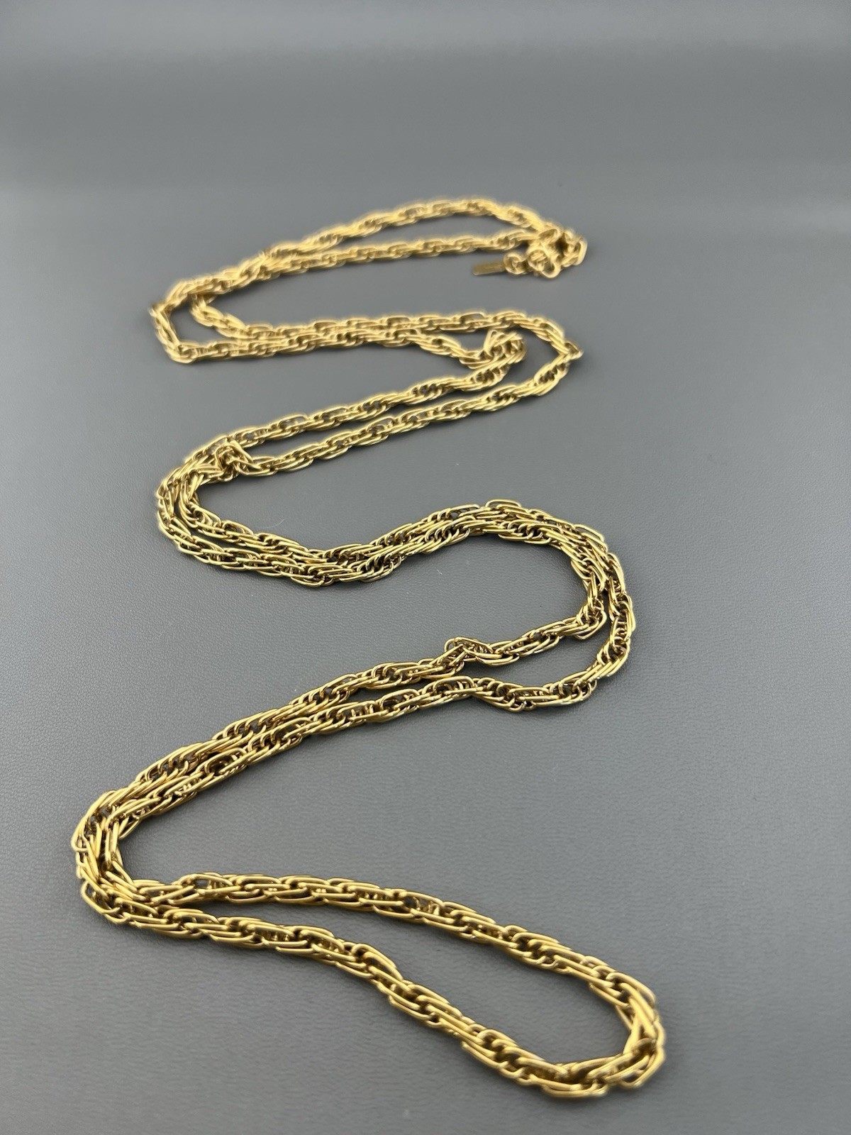 Vintage Monet Necklace Gold Tone Thick Elongated Link Rope Chain Signed 54”
