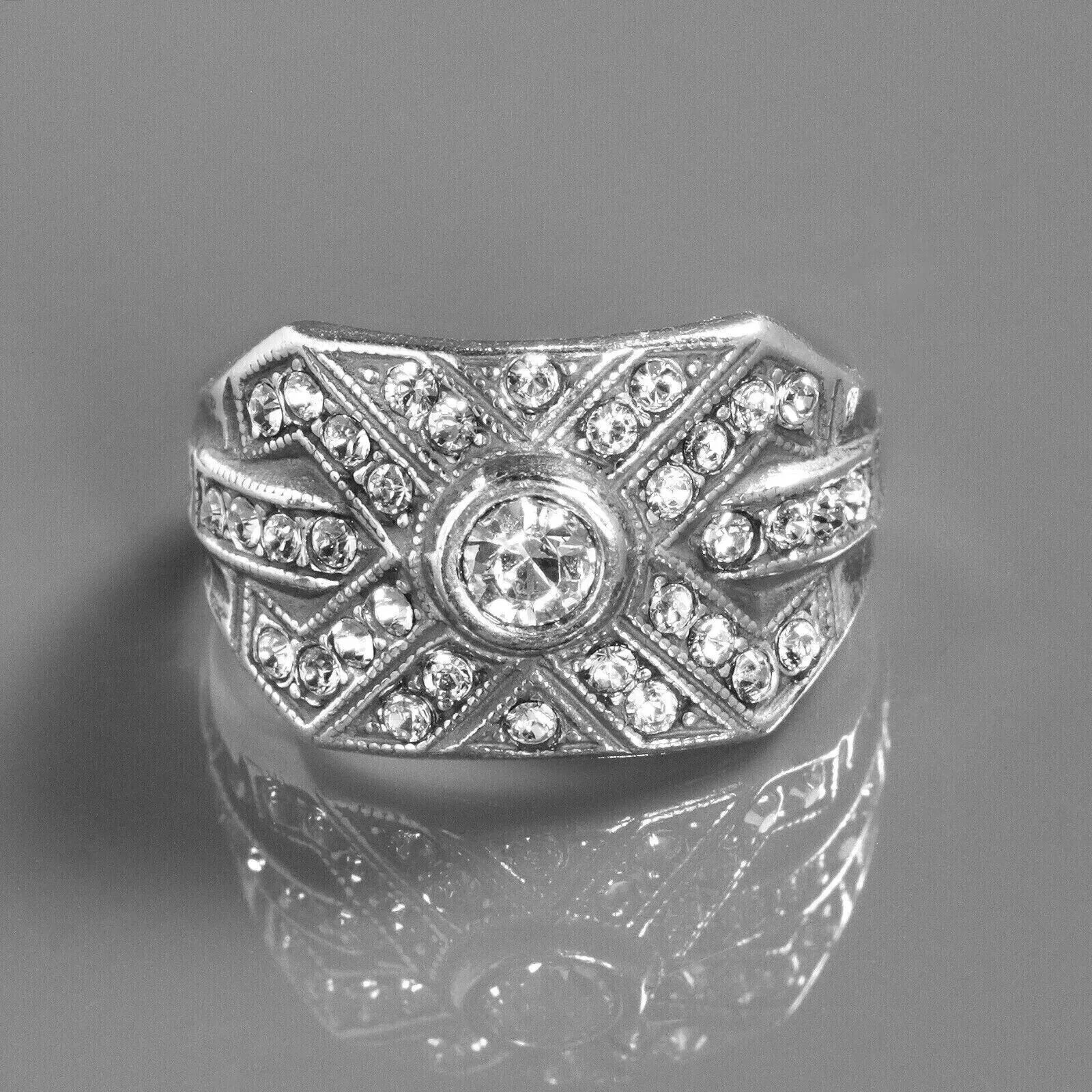 Vintage 3.54CT Lab Created Round Cut Diamond Art Deco Engagement Silver Ring