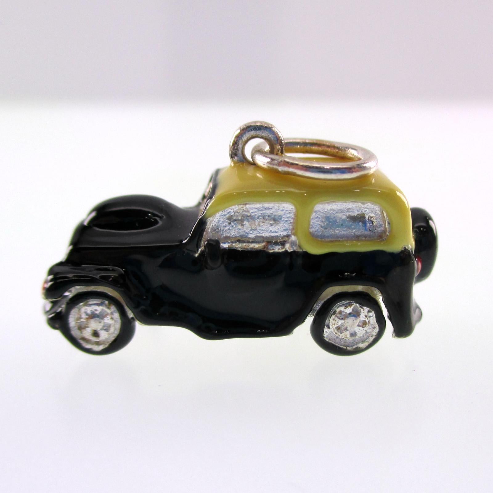 Sterling Silver and Enamel Jeep Truck Pendant for Necklace Brown County Silver