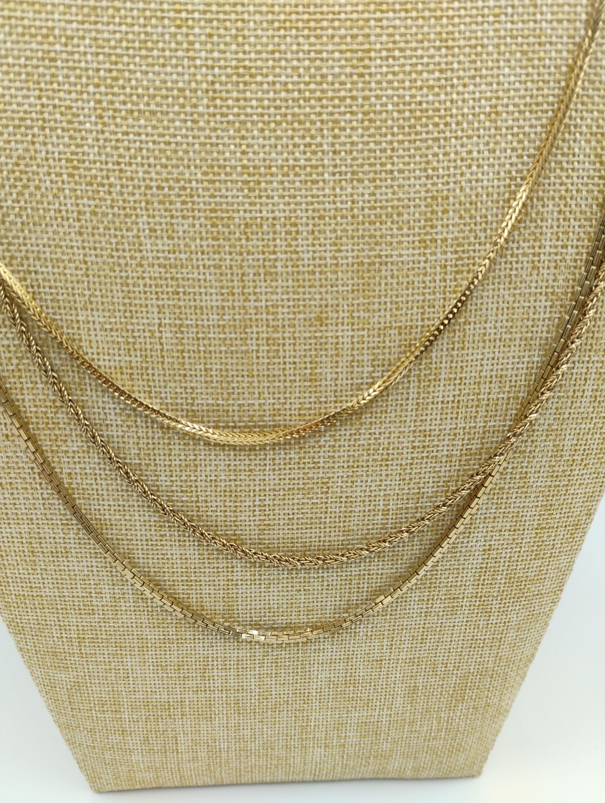 32″-34″Monet Gold Tone Triple Strand Layered Chain Statement Necklace
