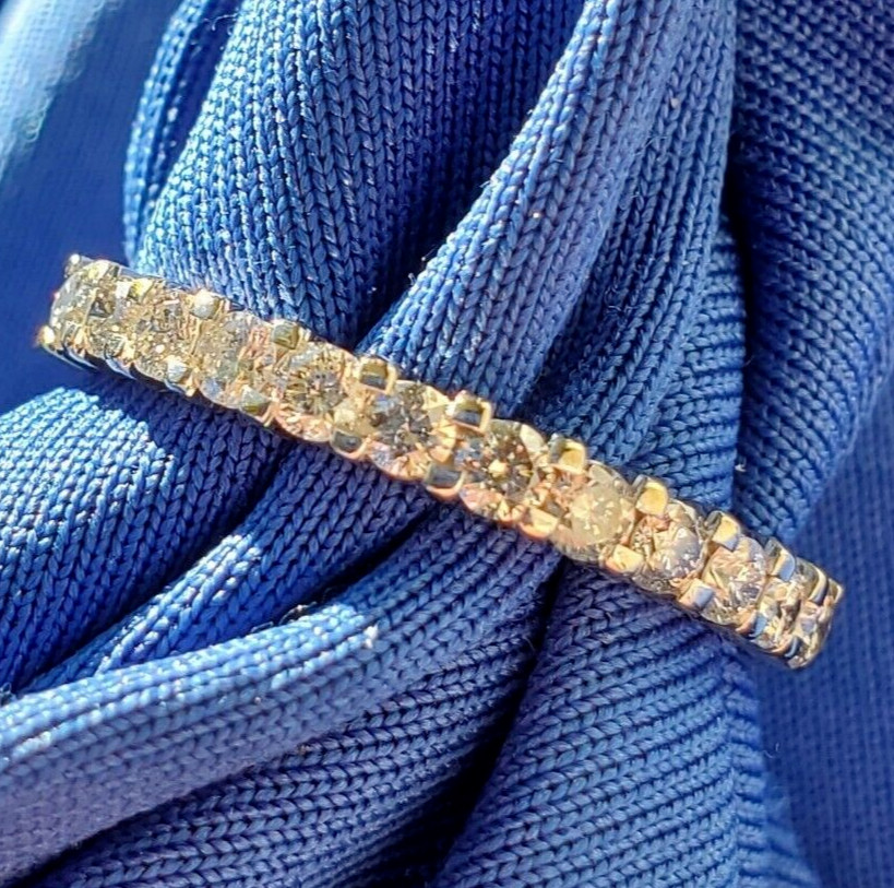 EARTH MINED DIAMOND Deco Style Wedding BAND 14K GOLD Stacking Anniversary RING
