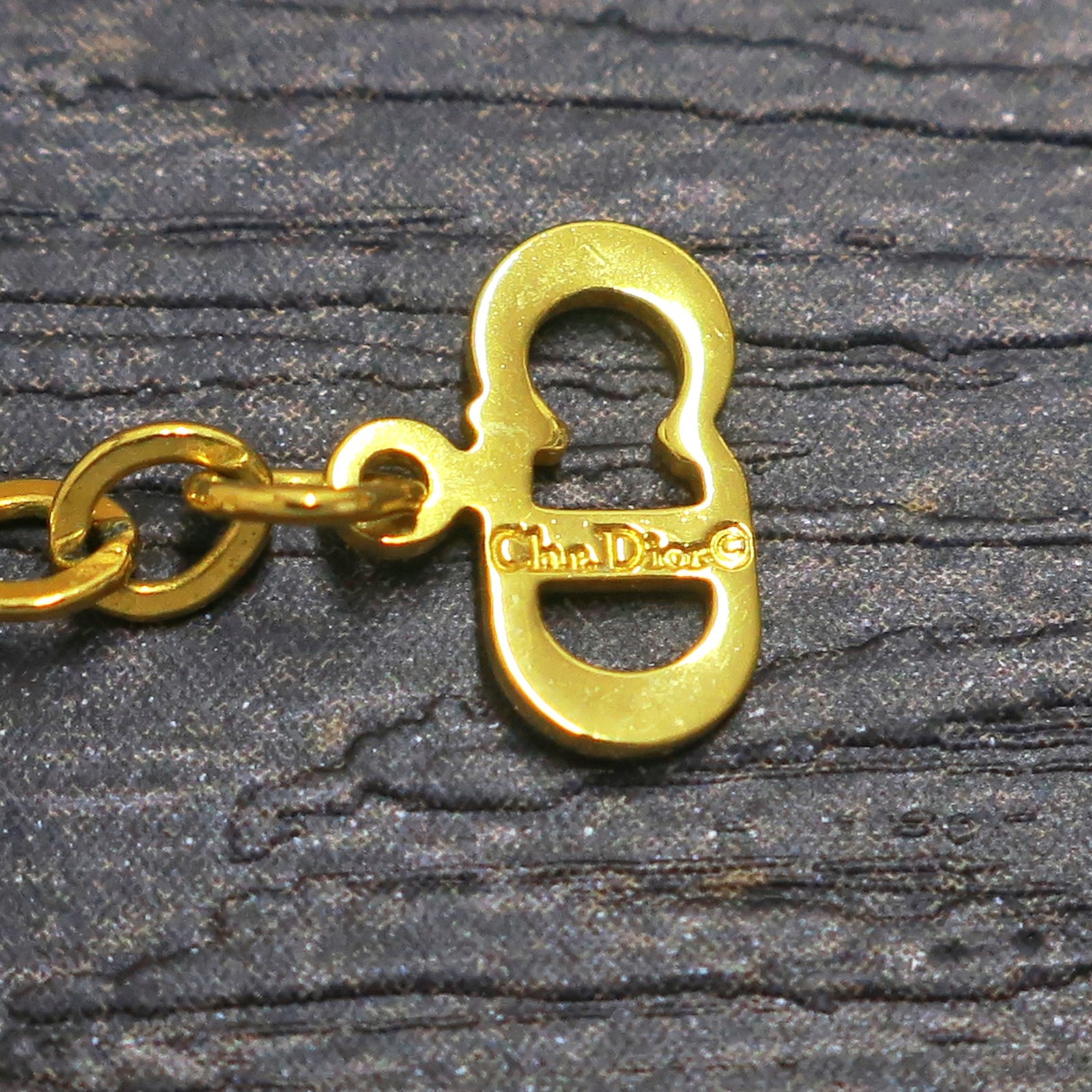 Christian Dior Gold Plated Logo Charm Chain Necklace Pendant #1319c Rise-on