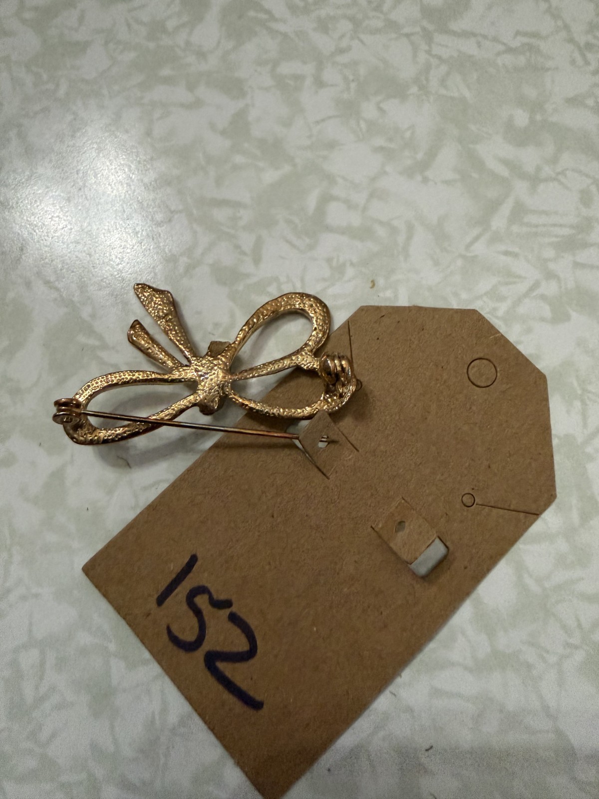 Vintage Avon Bow Rhinestone Pin Brooch Gold Tone Metal Jewelry