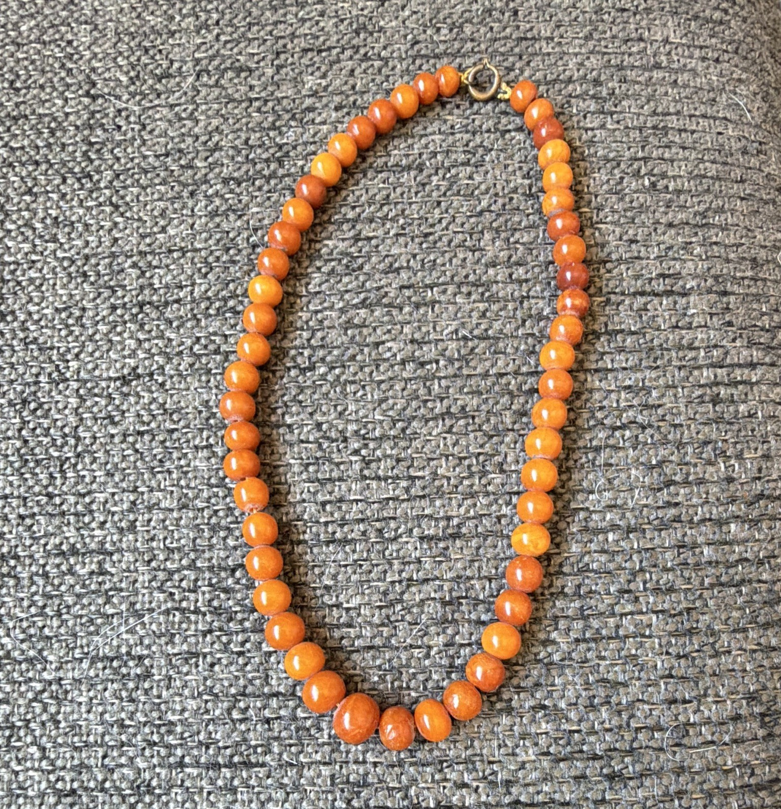 Antique Baltic Amber Necklace Egg Yolk Butterscotch Graduated Beads 10g Pre-1920