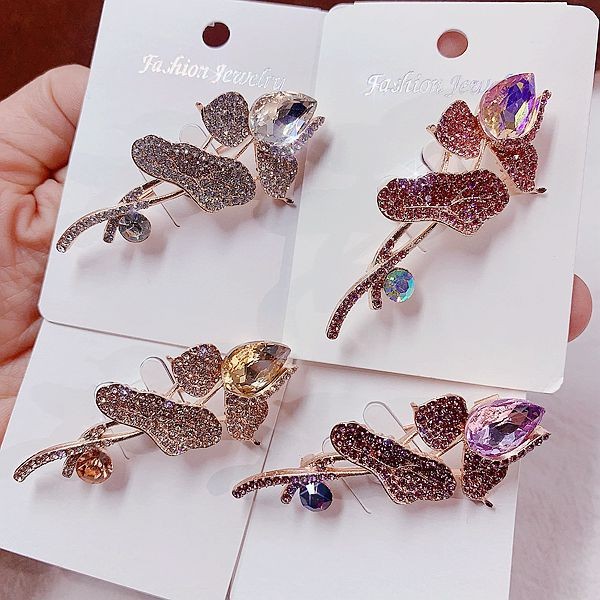 20Pcs Wholesale Brooch Pins Lot Random Rhinestone Crystal Flower Scarf Buckle
