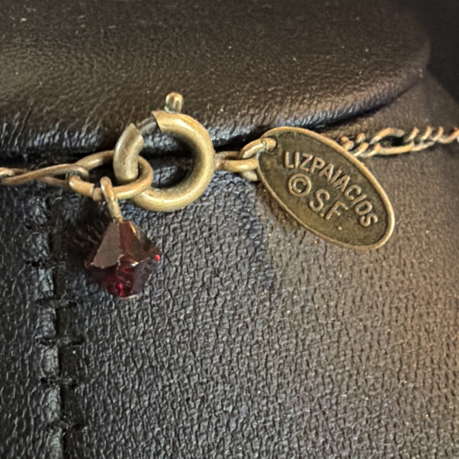 VINTAGE BOHEMIAN GARNET NECKLACE 15.5” Signed