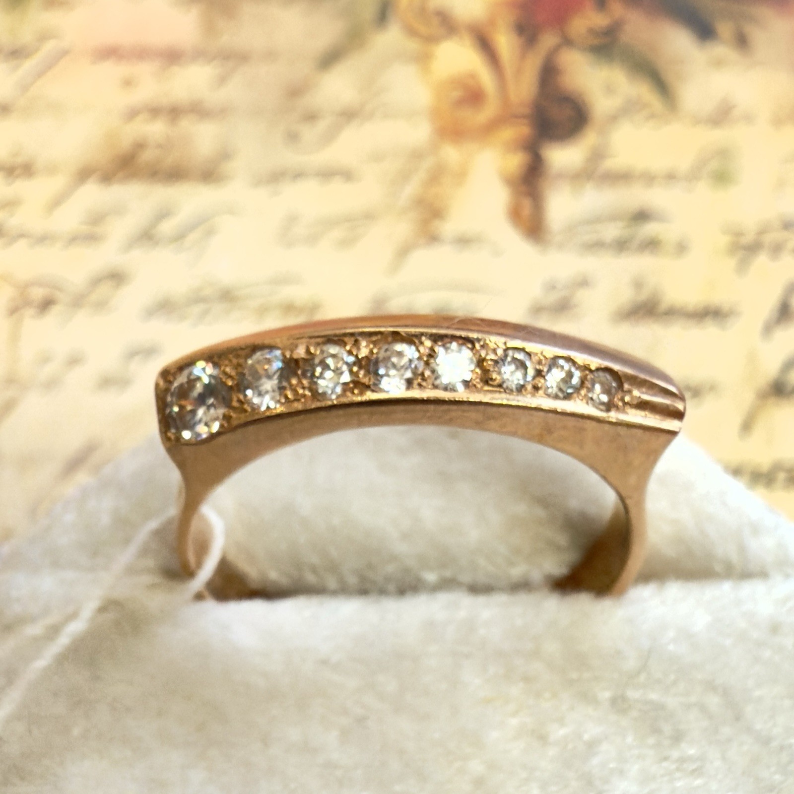 Size 7.25 – 14K 585 Rose Gold Gemstone Ring – Vintage East European #1806