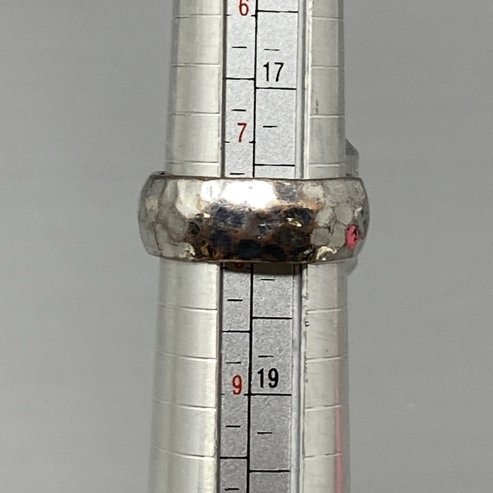 Large Rhinestone Ring Clear Glass Silver Tone Band Bezel Set Wide Band Sz 7.75