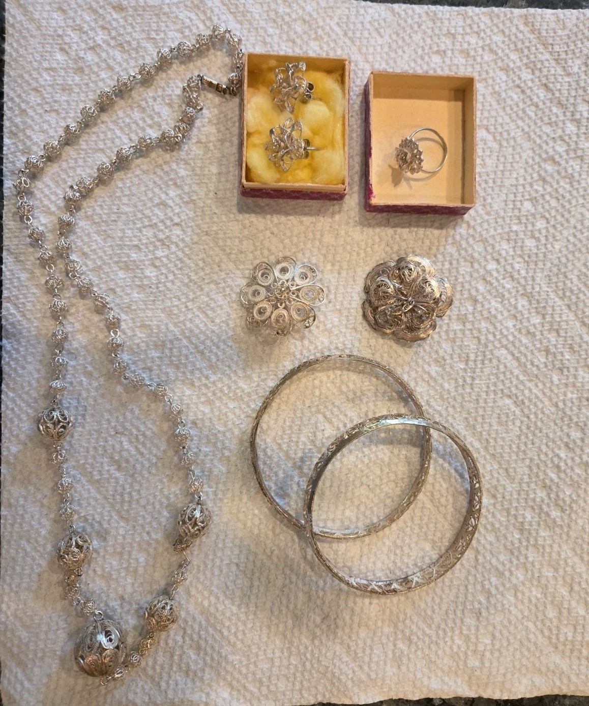 EUC Vintage Italian silver filigree jewelry set 1960’s from ITALY complete set