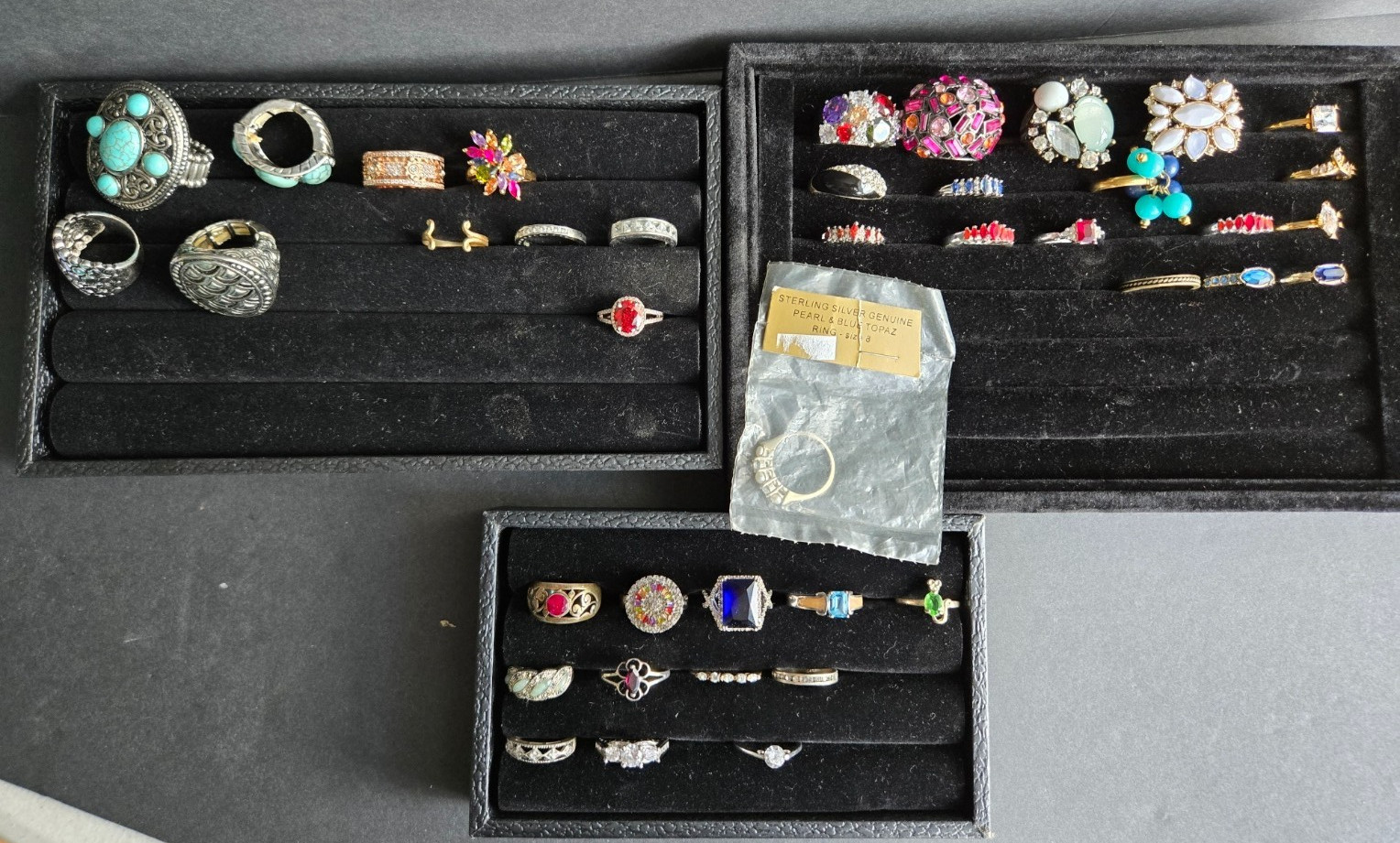 Vintage Estate Ring Lot 40pc 925 Sterling Silver Signed Avon 10k GP