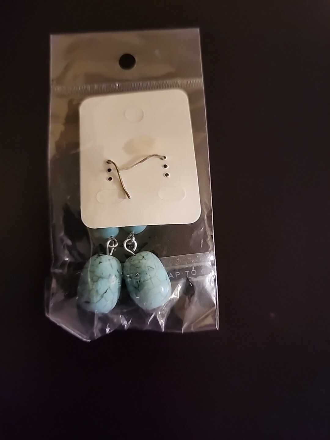 Fashion Jewelry Faux Turquoise Blue Bead Dangle Earrings NOS