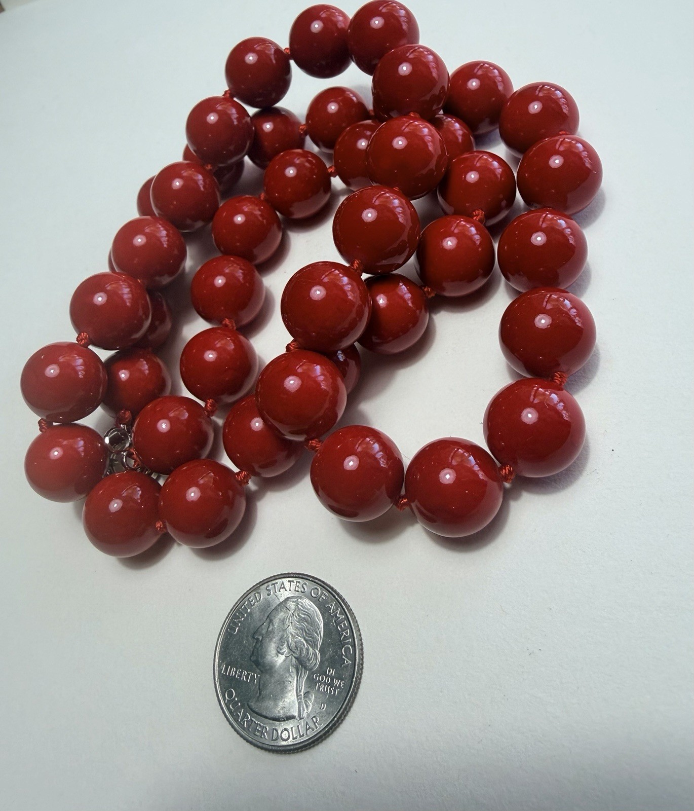 Red Coral Necklace With Beautiful Large Coral Beads 28”