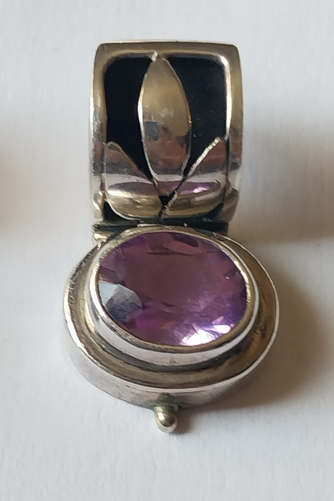 Lori Bonn 925 Sterling Silver Amethyst Earrings Pendant Set 19g Bali Vintage