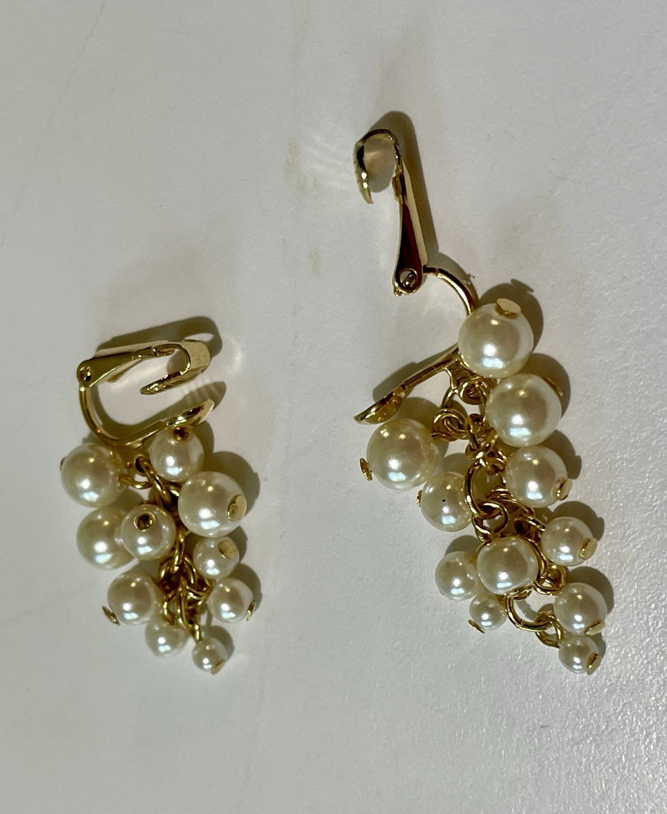 Vintage Clip On Earrings Lot Richelieu Faux Pearl Dickler MOP Gold Tone 3 Pair