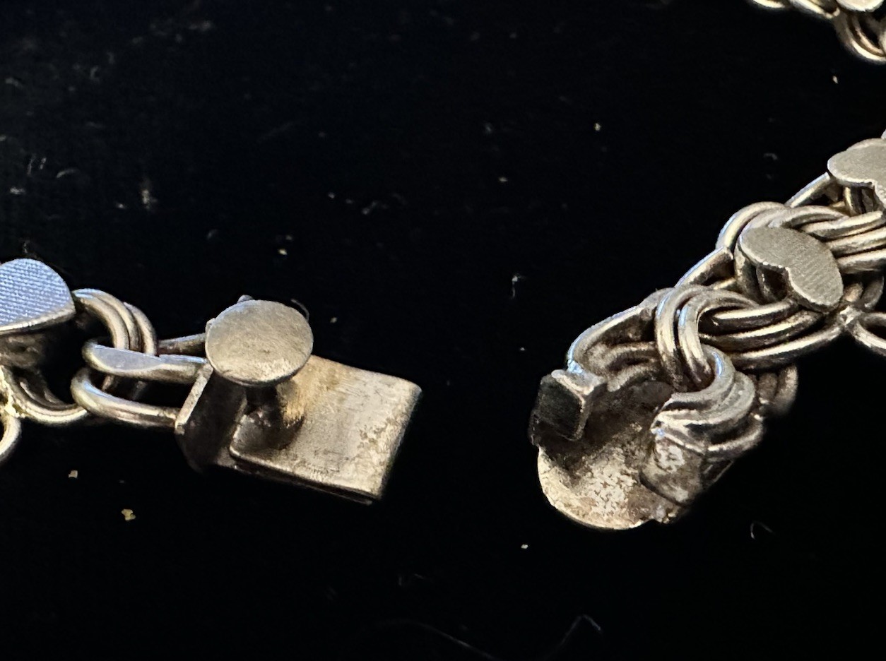Vintage Sterling Silver Charm Bracelet JB Jacoby Bender 7.25” Long 11.11 Grams