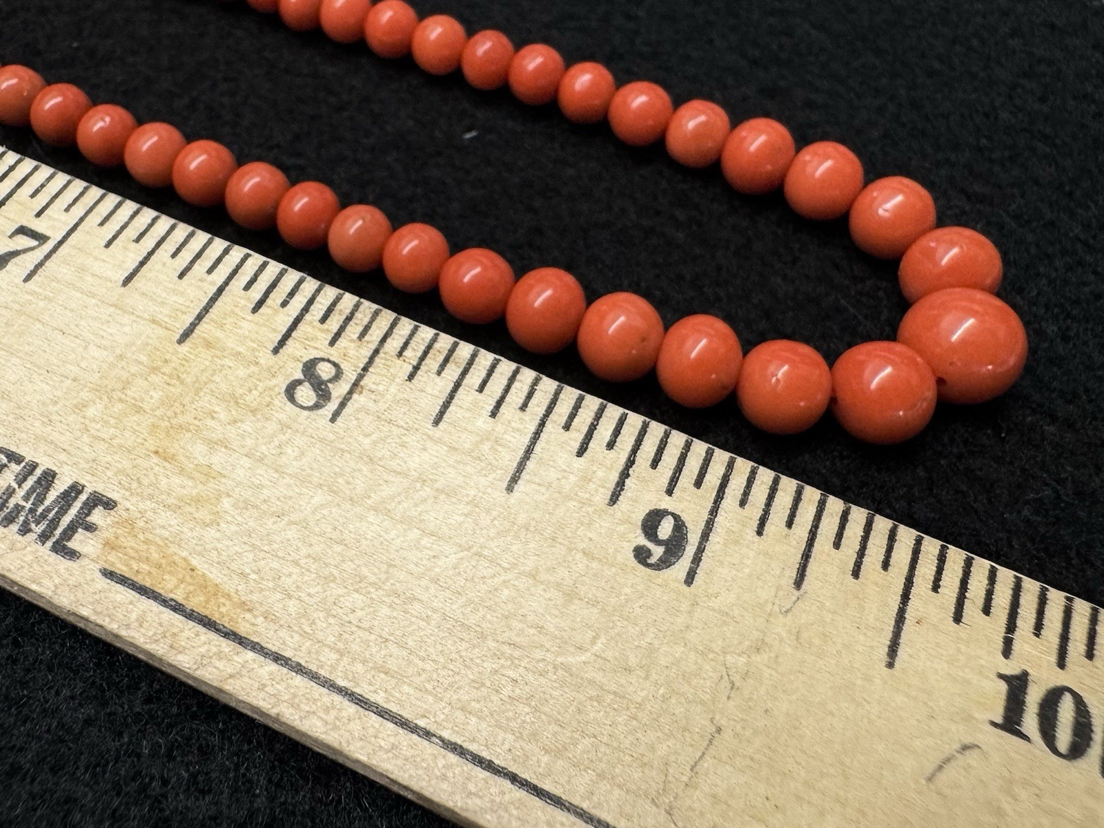 Vintage Vermeil Claps And Natural AAA Salmon Coral Graduated beads necklace 20in