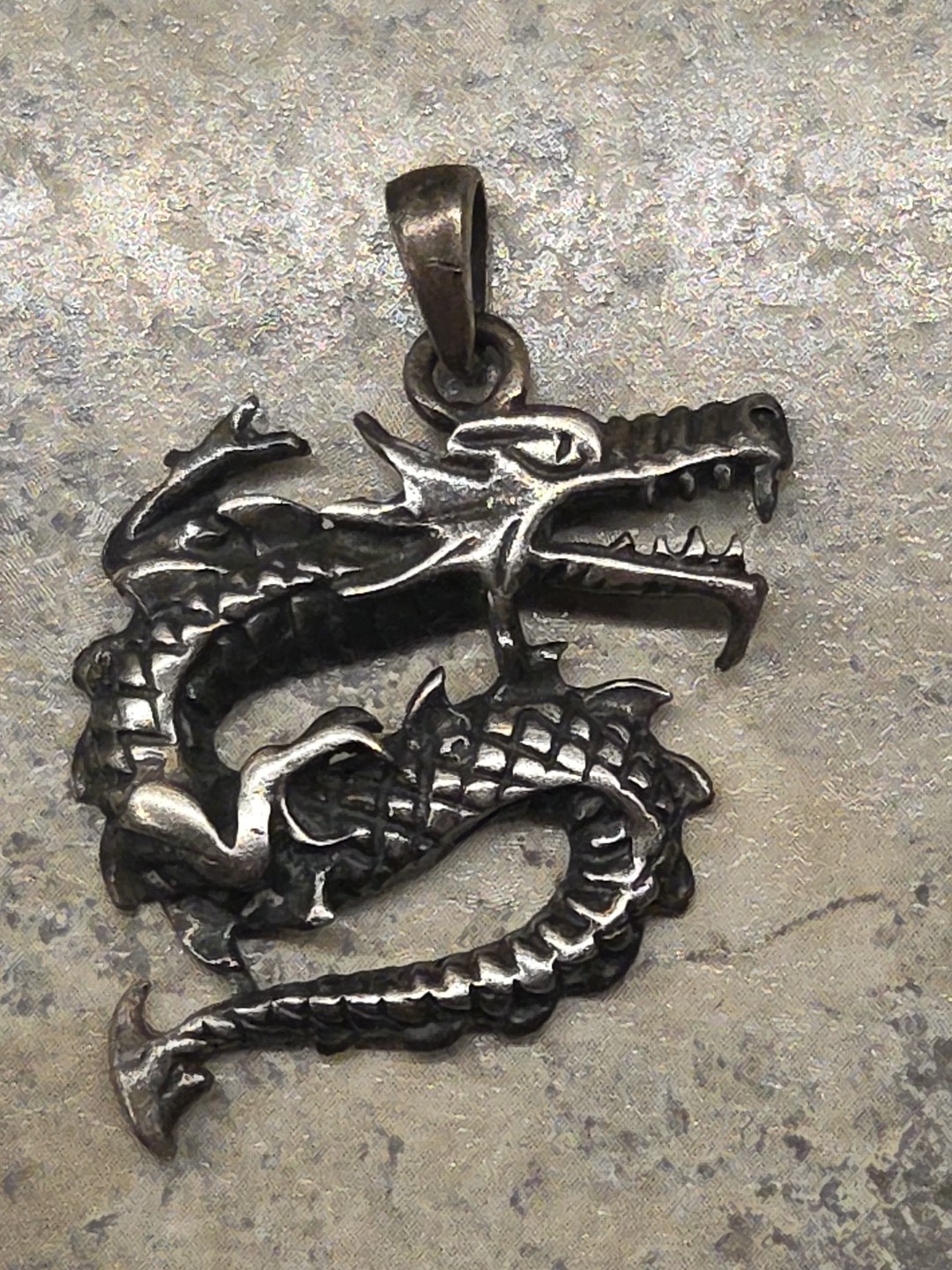 Vintage Sterling Silver 1.75″ Dragon/Sea Monster Pendant 8gr