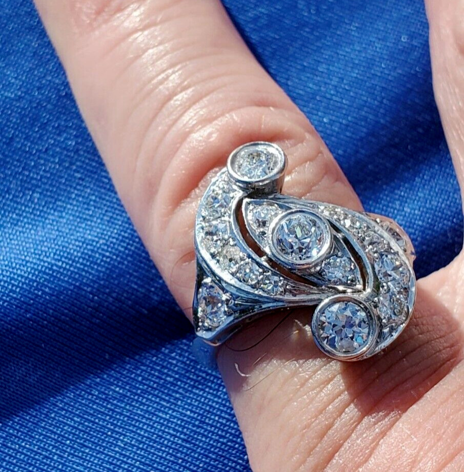 Original EARTH MINED DIAMOND European cut Deco Engagement Ring Vintage 14K GOLD