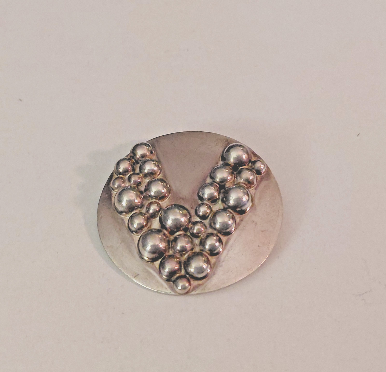 Carsi 925 Sterling Modernist Round Bubble Pin Mexico TC-57 Vintage 1 5/8″ Dia