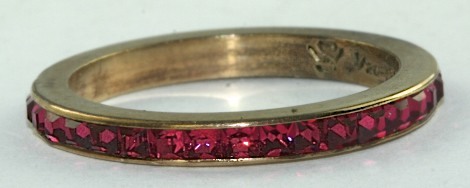 UNUSED 1930’S ART DECO GOLD FILLED RED RHINESTONE ETERNITY RING SIZE 5.25